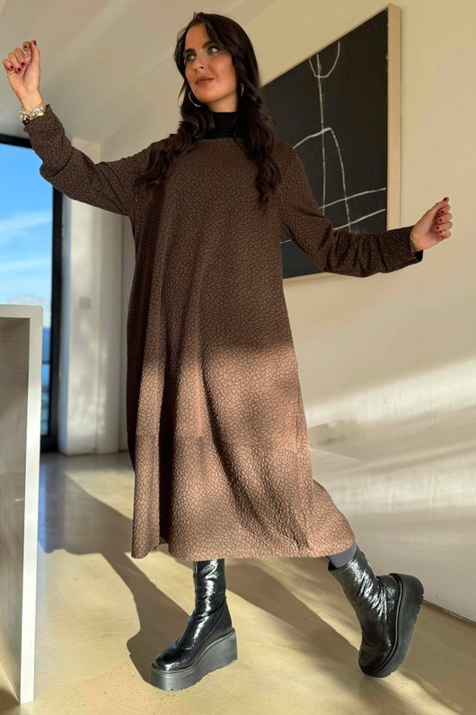 Copenhagen Crackle Cocoon Dress Chocolate